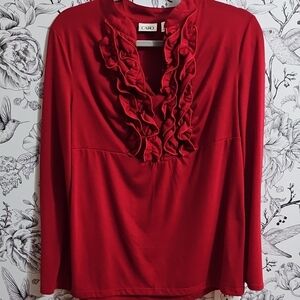 Cato Women's Maroon Red Ruffled Blouse